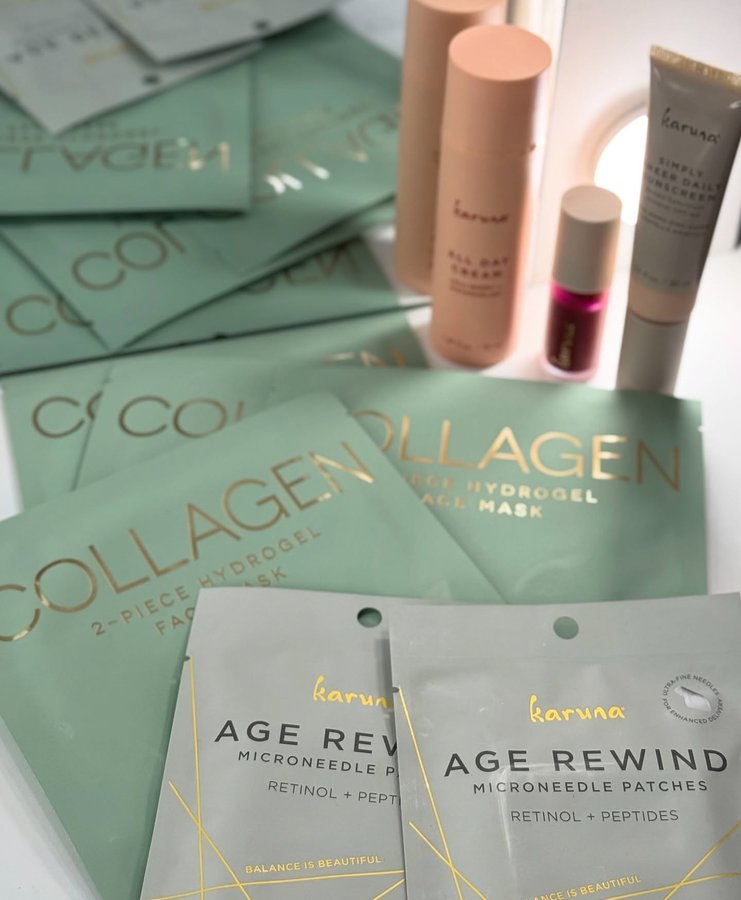 Instagram post by @beauty_diary_by_klea for Karuna Skin. Caption reads: I’m seriously impressed with this full skincare....