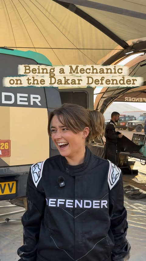 Instagram post by @overintherover for Castrol. Caption reads: Tatiana Reed: Mechanic for Defender at Dakar.....