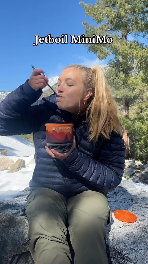 Instagram post by @harrishikers for Jetboil. Caption reads: [...] to keep on hand while hiking, is my @jetboil....