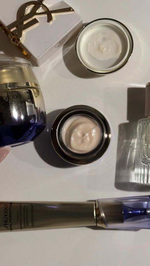 Instagram post by @virginielatourrr for SHISEIDO. Caption reads: @shiseido Vital Perfection first. Everything else....