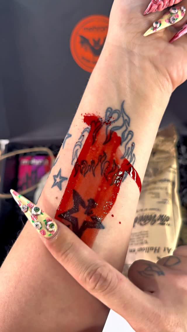 Instagram post by @mua_theresa for Mehron Makeup. Caption reads: I was sent a cursed packaged by @mehronmakeup FULL....