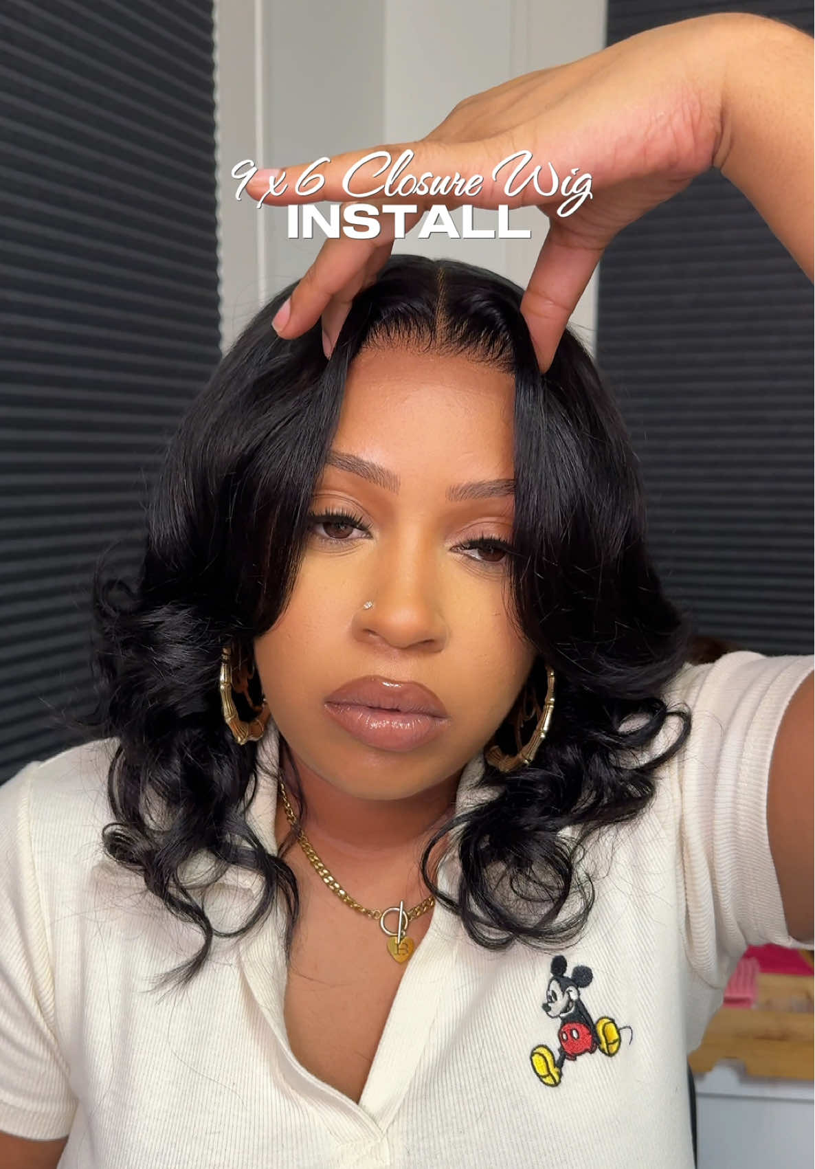 TikTok post by @bellamfdee for Bling Hair. Caption reads: @Bling Hair Fashion 9x6 Body Wave Glueless Wig 14”....