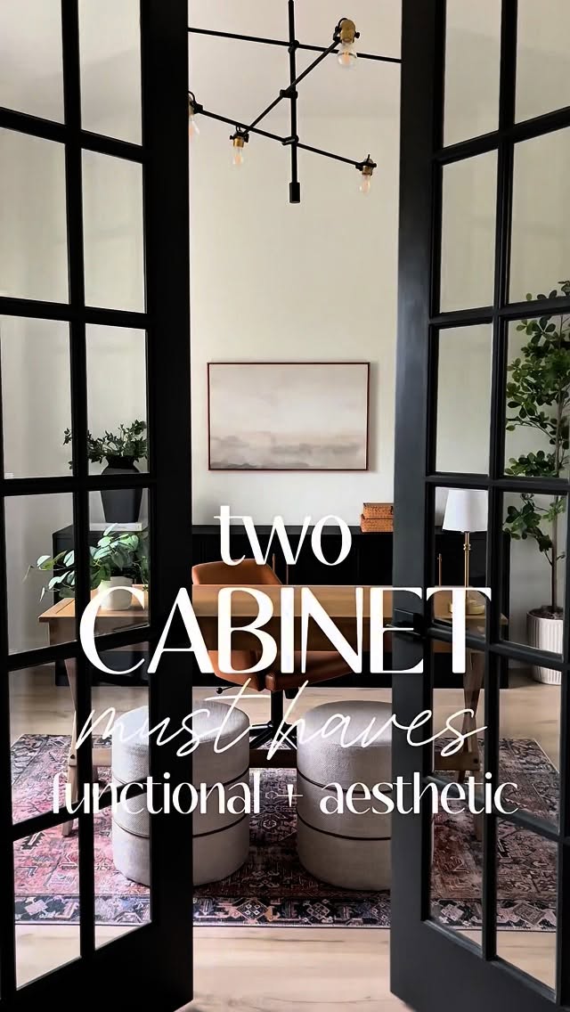 Instagram post by @notanothermodernfarmhouse for Mopio. Caption reads: [...] hunting for cabinets that do both, these....