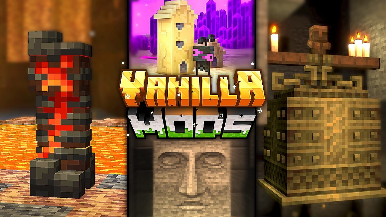 YouTube post by @EnderVerseMC for CurseForge. Caption reads: TOP 20+ Cool Vanilla+ Mods For Minecraft (1.21.1 /....