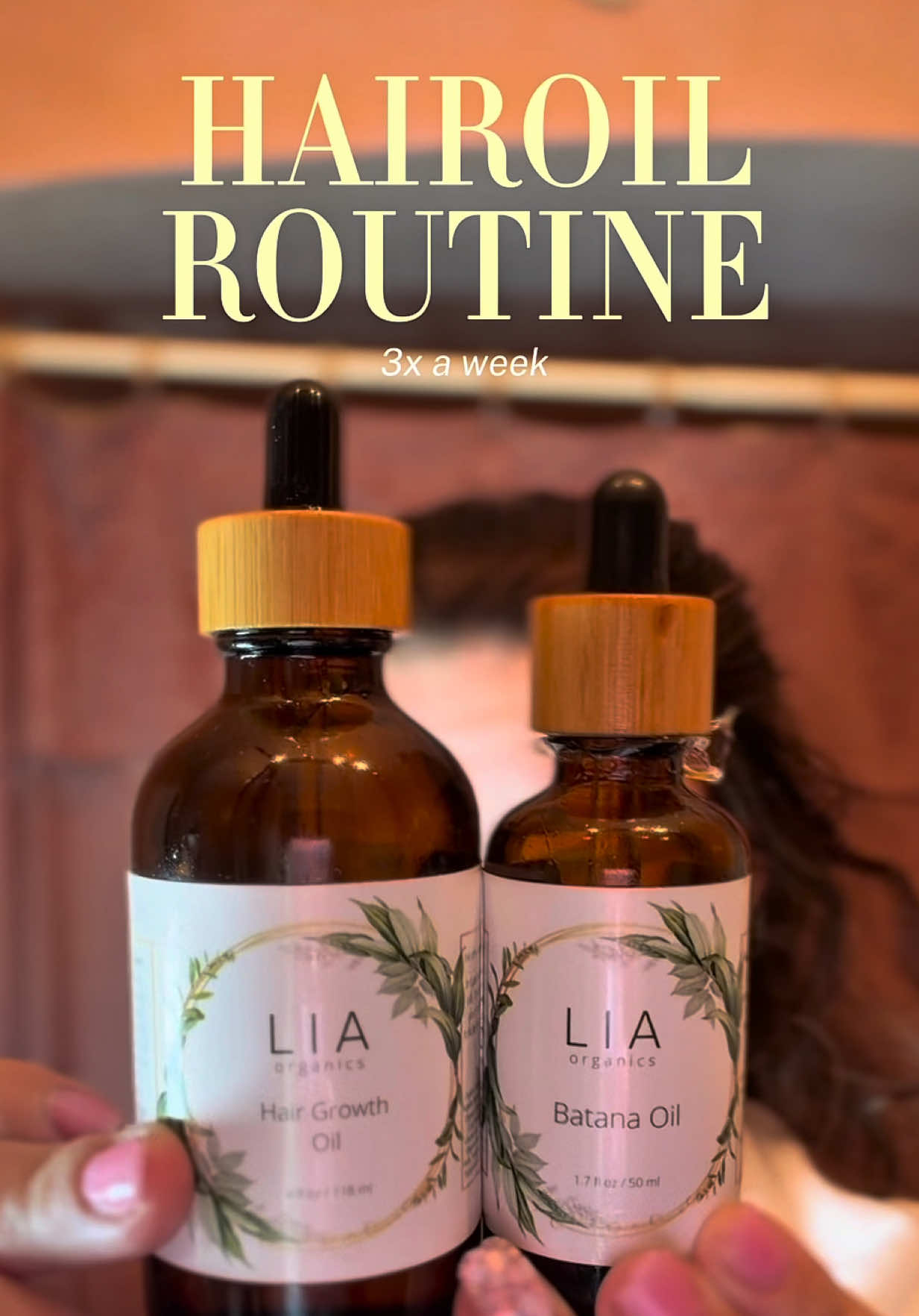 TikTok post by @sasssysadie for LIA Organics. Caption reads: @LIA Organics weekly hair oil routine 🍃#hairoil....