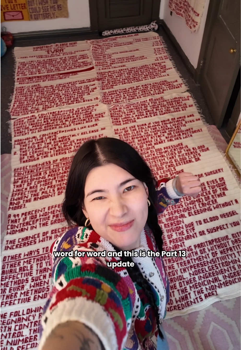 TikTok post by @alexandriamasse for Knit Picks. Caption reads: part 13 update of crocheting my birth control....