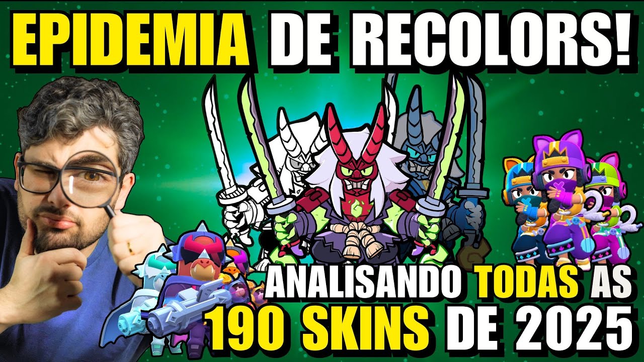 YouTube post by @pausanerd for Supercell. Caption reads: A Recolor Epidemic in Brawl Stars?! Analysis of....