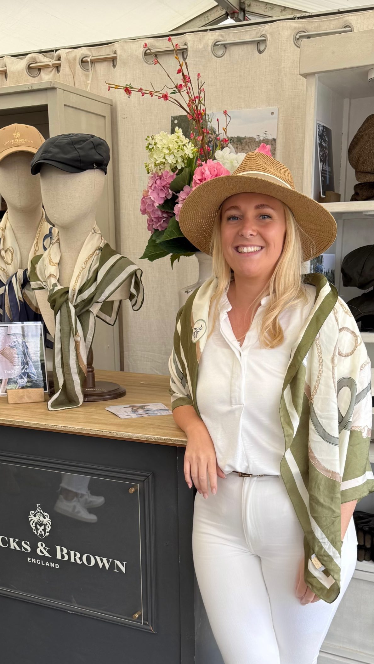 Instagram post by @countryweekender for Hicks & Brown. Caption reads: Walking into the Game Fair wearing the Melford....