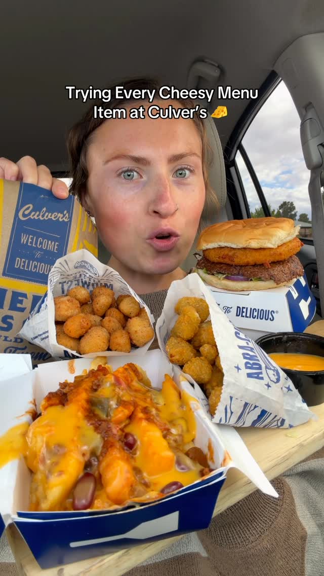 Instagram post by @morganchomps for Culver’s. Caption reads: What’s your favorite cheesy item at Culver’s? 🧀....