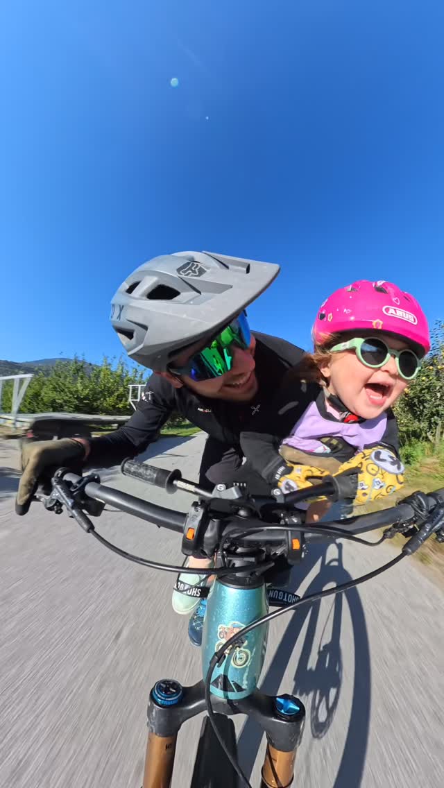 Instagram post by @insta360_bike for Kids Ride Shotgun. Caption reads: [...] in bio!🔥🔥 Let’s gooo 🚀 @insta360....