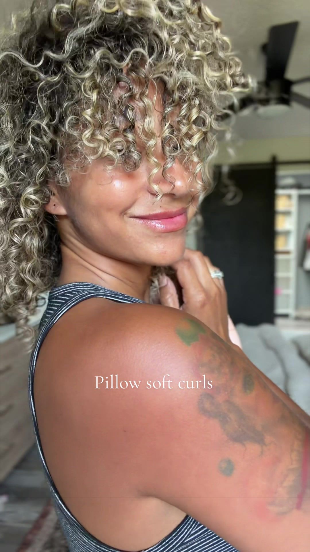 TikTok post by @maleashalincfit for DevaCurl. Caption reads: [...] sun next time. That neck tan line....