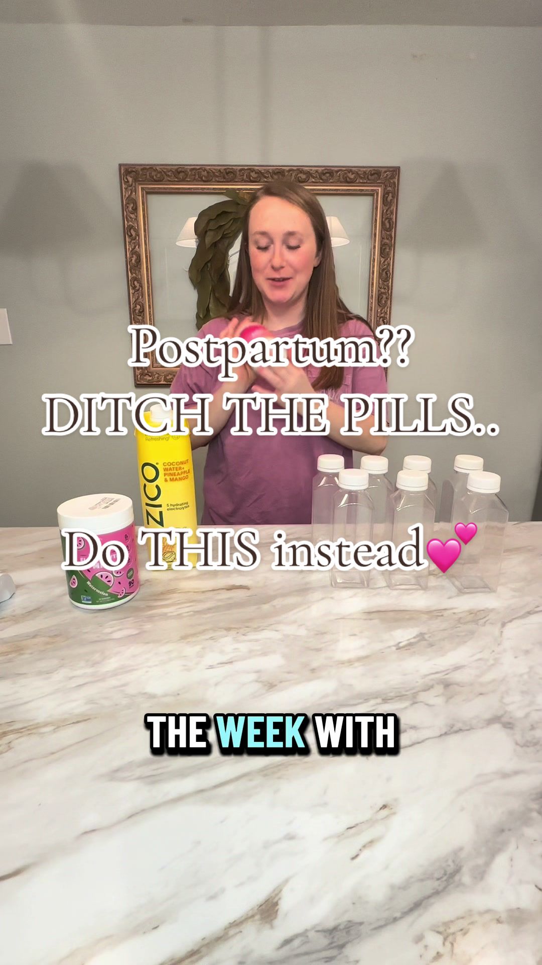 TikTok post by @madisonboliver for Pink Stork. Caption reads: [...] prenatal postpartum 🤍 Mixing my @Pink Stork....