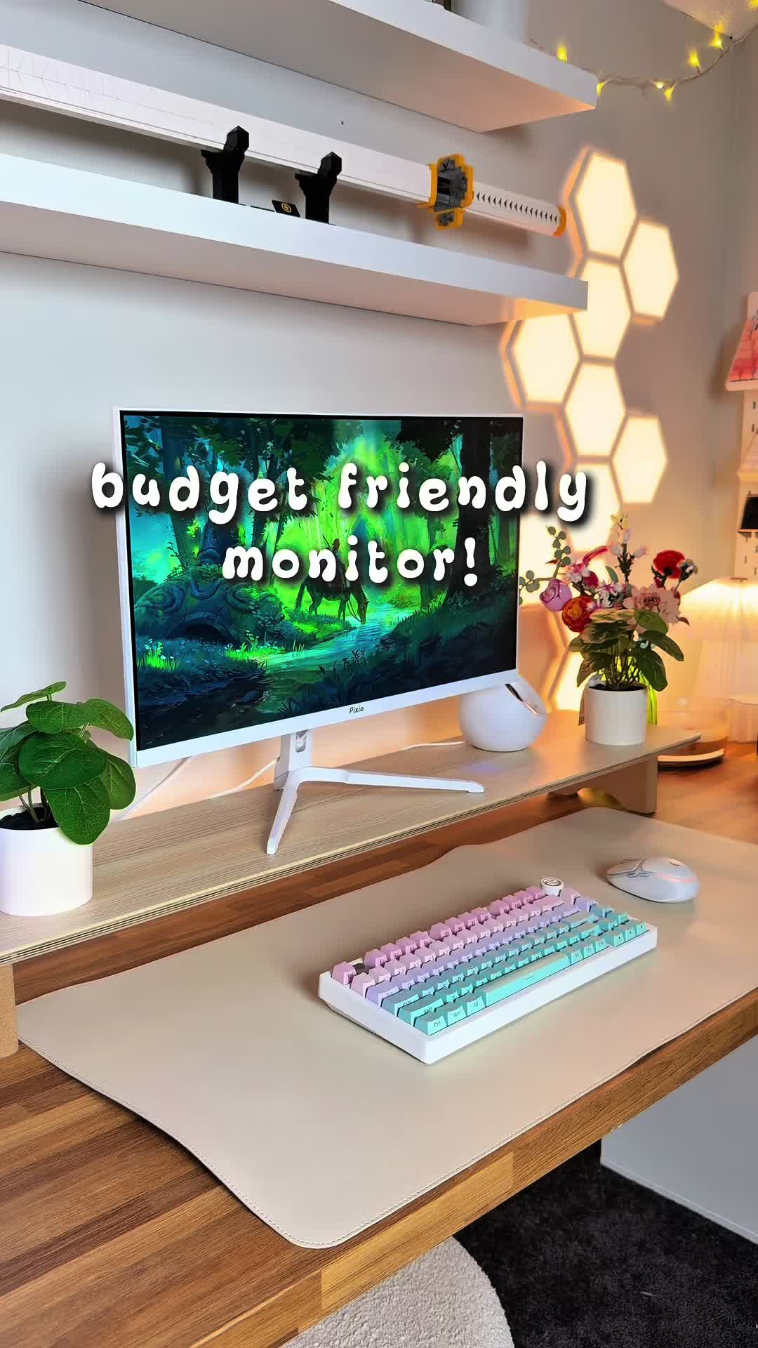 TikTok post by @mmichael_brandonn for Pixio Gaming. Caption reads: budget friendly gaming monitor: @Pixio Gaming 🖥️....
