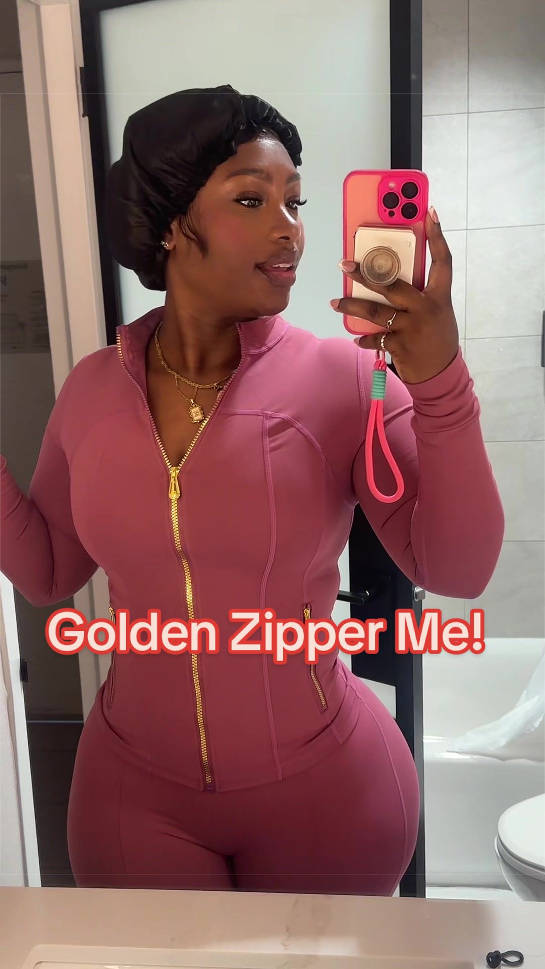 TikTok post by @kailacharmaine_ for UnciaActive Local Warehouse. Caption reads: [...] #goldenzipper #luluwho @UnciaActive Local....
