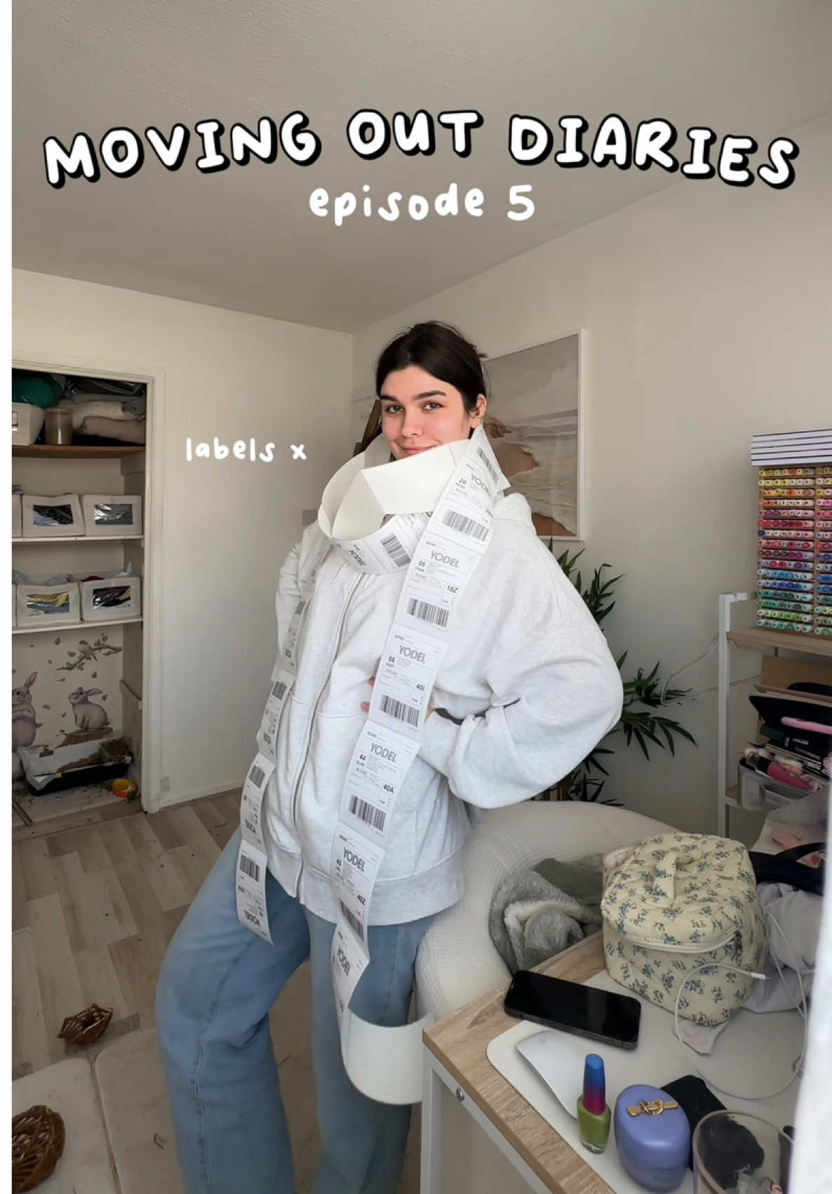 TikTok post by @jadehoney62 for Vinted. Caption reads: Moving out diaries: EPISODE 5!! Package my books....