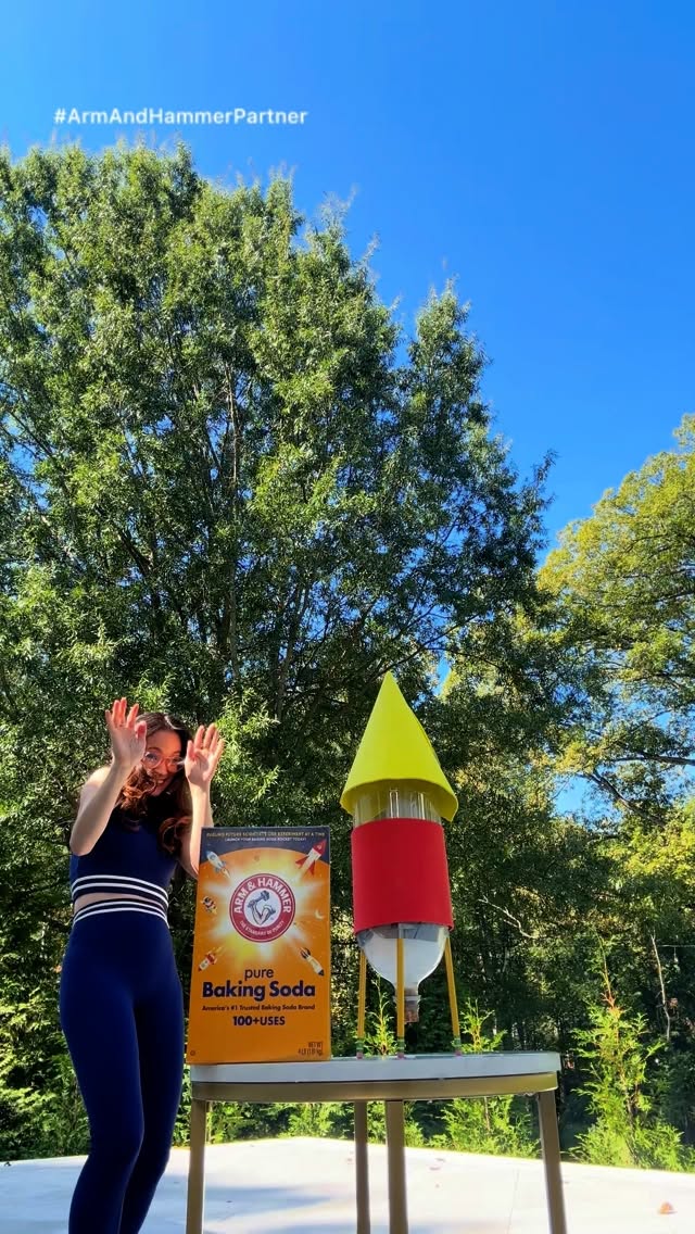 Instagram post by @thespacegal for ARM and HAMMER. Caption reads: 🚀 BLAST OFF, year TWO! @ArmandHammer Baking Soda....