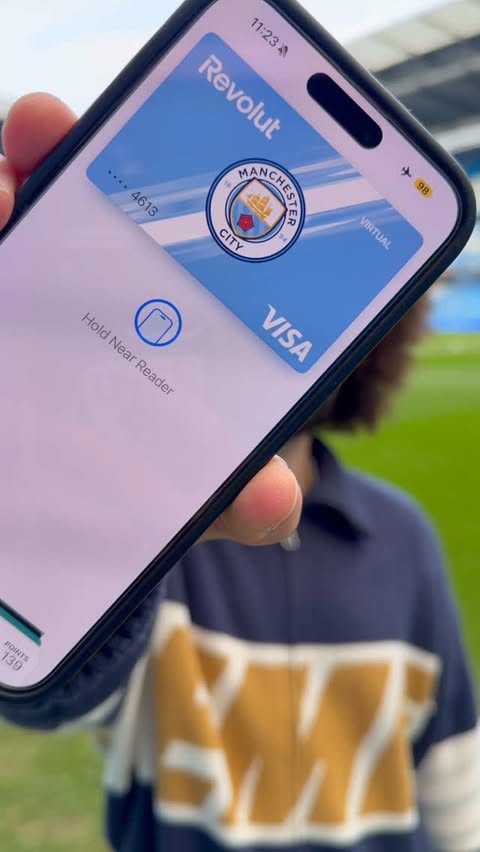 Instagram post by @liamnloftus for Revolut. Caption reads: [...] No problem! The brand new @mancity x....