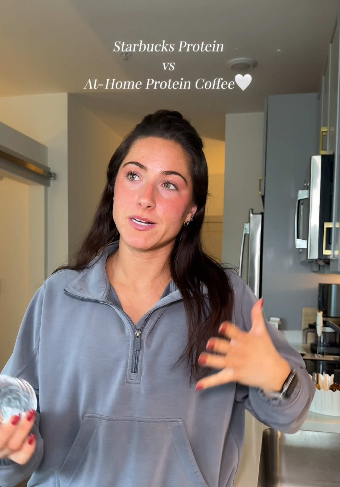 TikTok post by @melanierazz_ for Clean Simple Eats. Caption reads: [...] vs At-Home Protein Coffee🤍 @Clean Simple....