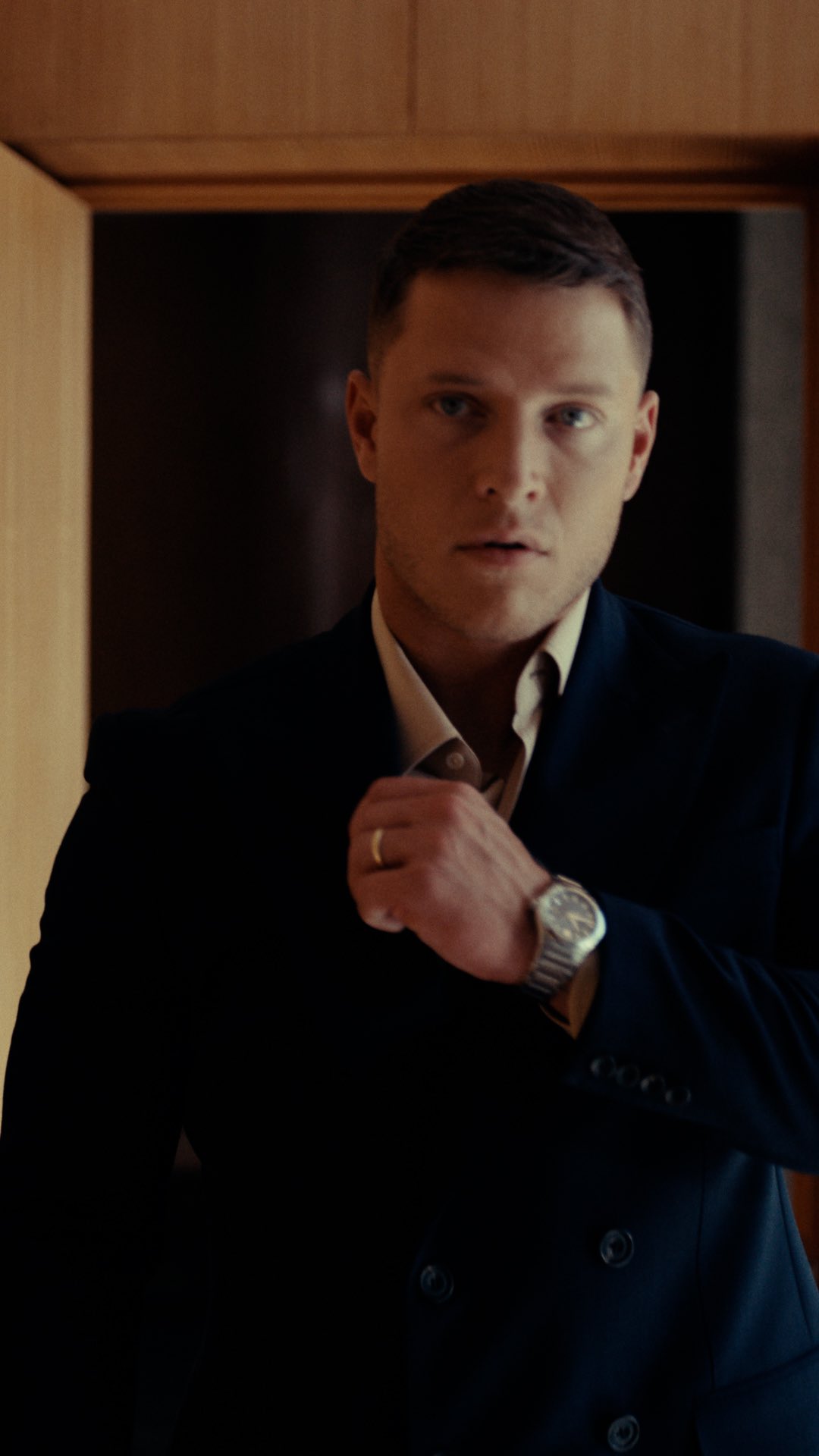 Instagram post by @christianmccaffrey for Movado. Caption reads: Lock into the moment with Christian McCaffrey.....