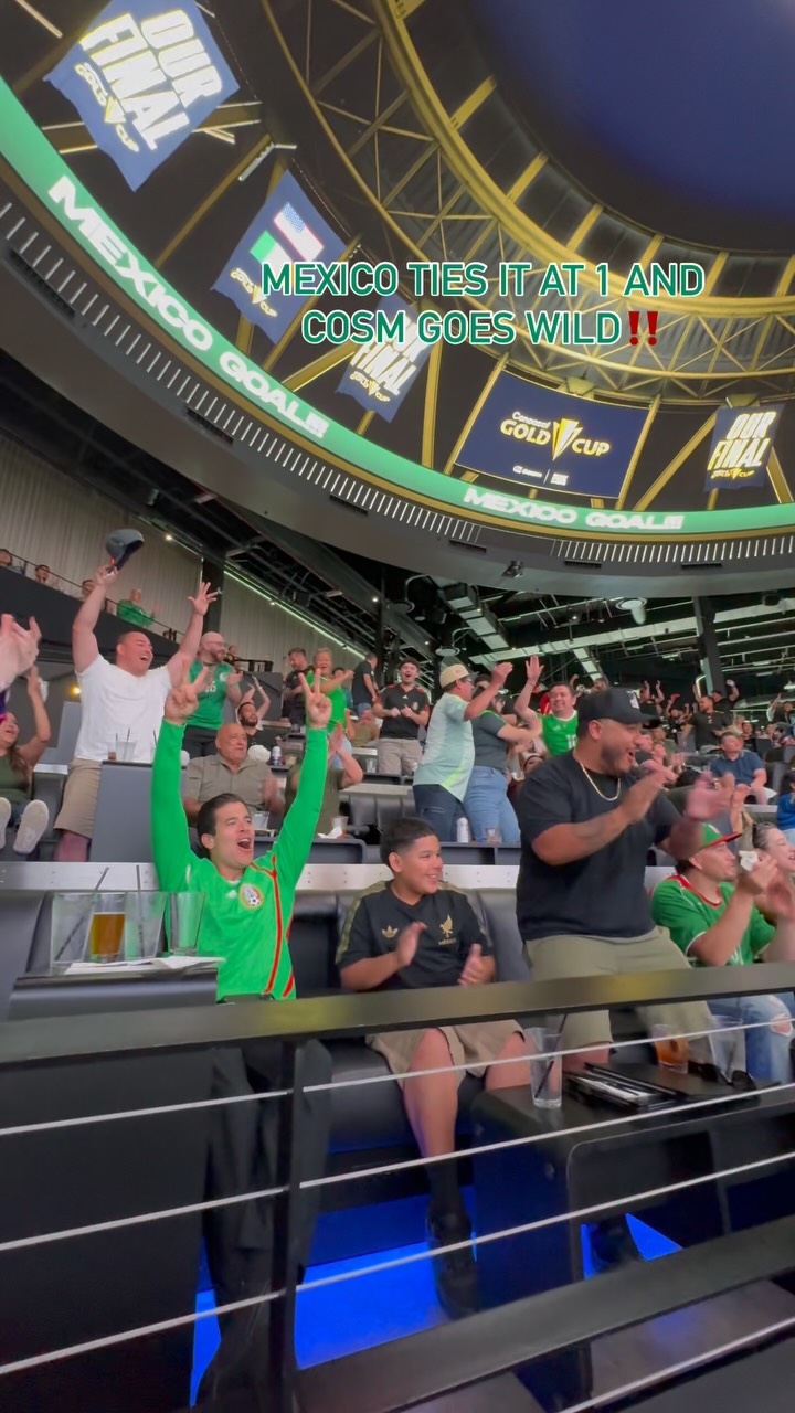 Instagram post by @cosmlosangelesca for Cosm. Caption reads: MEXICO TIES THE @goldcup FINAL AT 1! 🇲🇽

If you....