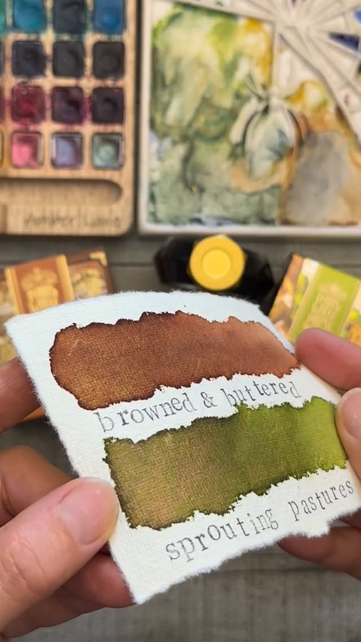 Instagram post by @amberlane_art for Ferris Wheel Press. Caption reads: Do you love this green from @ferriswheelpress as....