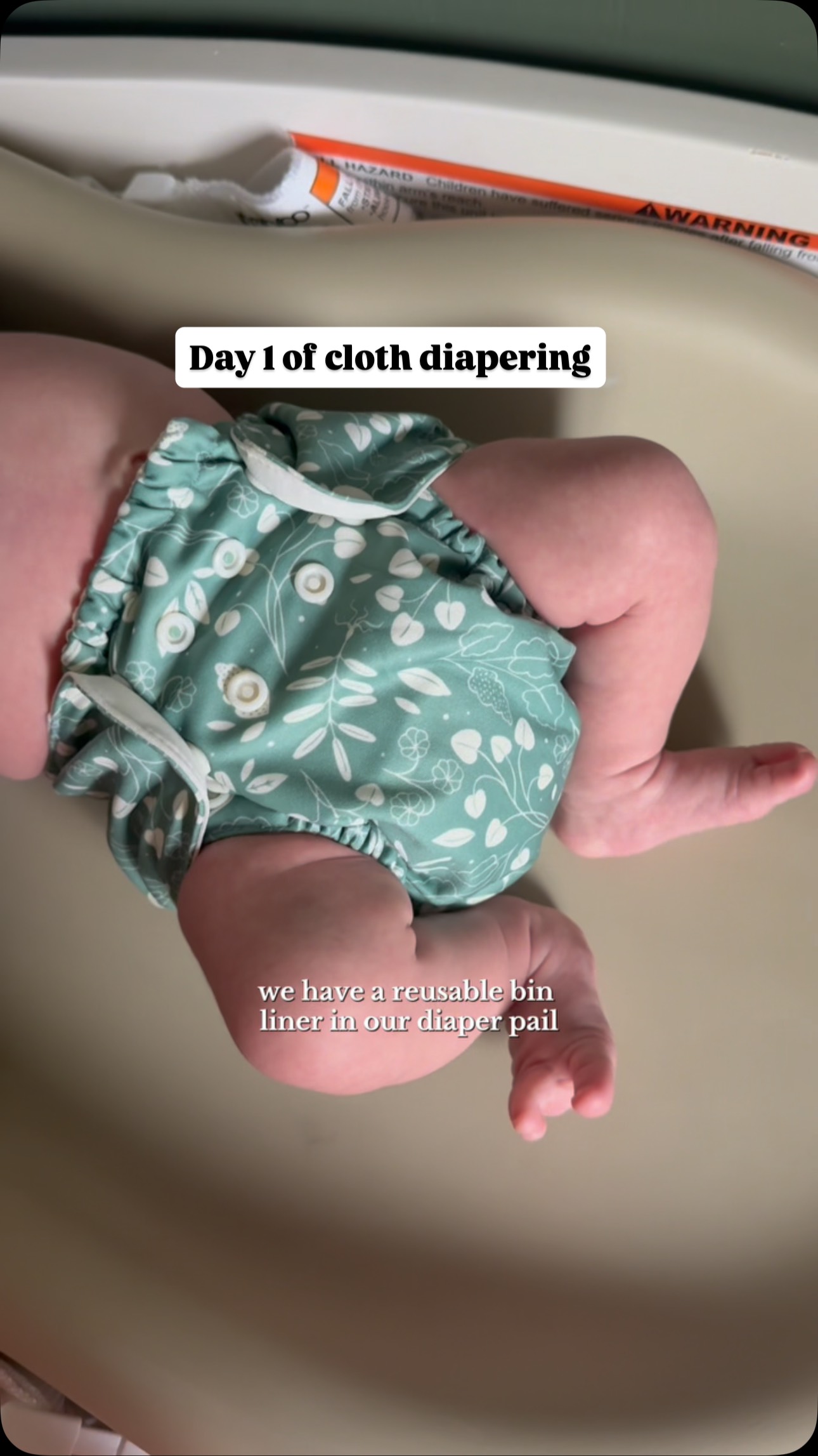 Instagram post by @sabrinaa_pare for Esembly Baby. Caption reads: Day 1 of cloth diapering 🍼👶🏻 Made the switch....