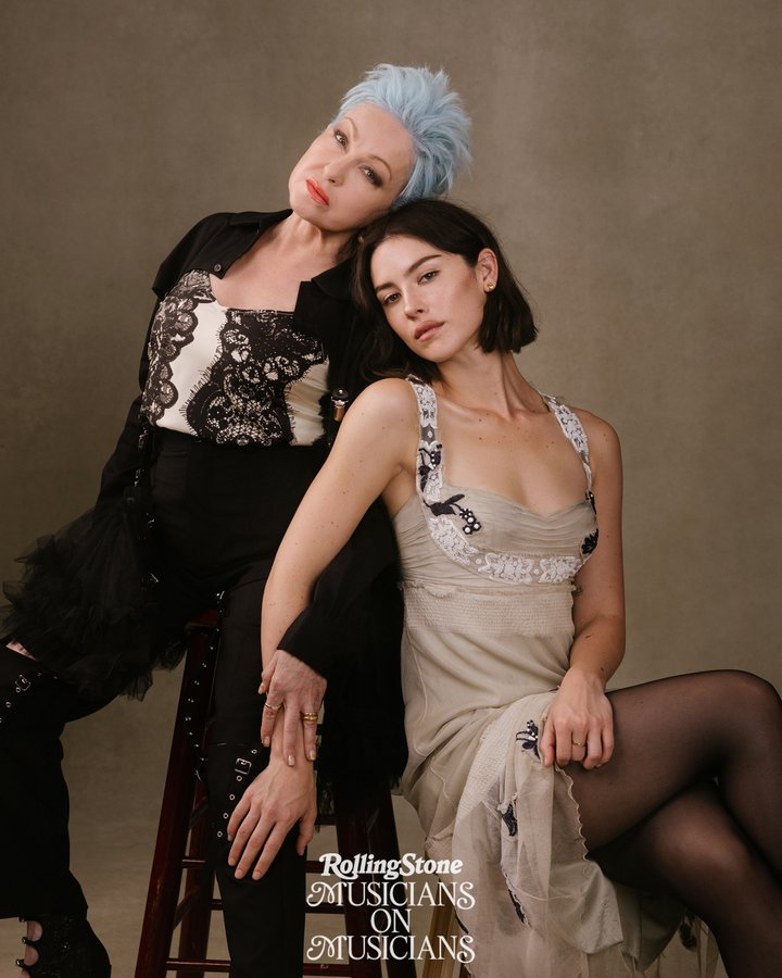 Instagram post by @cyndilauper for Rolling Stone. Caption reads: @gracieabrams and @cyndilauper link up for Rolling....