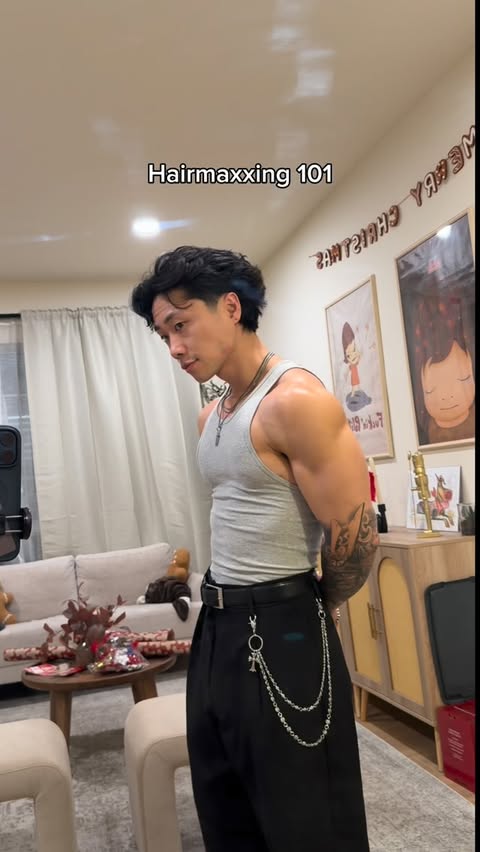 Instagram post by @derekshreddy for Evogen Nutrition. Caption reads: This is your sign to grow an Asian mullet out....