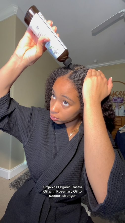 Instagram post by @alycearae for Sky Organics. Caption reads: Curls stay soft, shiny & stress-free thanks to....