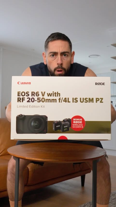 Instagram post by @insertrichie for RØDE. Caption reads: Unboxing the ULTIMATE Canon EOS R6 V Limited....