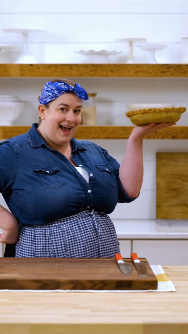 Instagram post by @emcdowell for King Arthur Baking Company. Caption reads: Good pie takes patience, so celebrate a little....