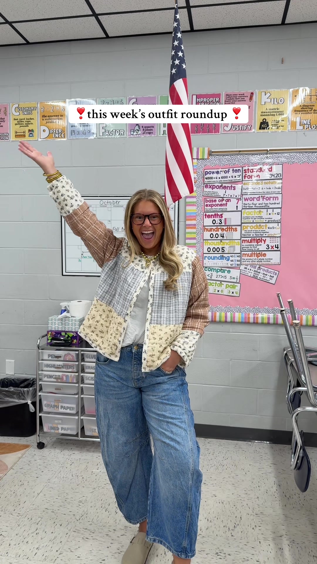 TikTok post by @mrs.hanveyteaches for Three Bird Nest. Caption reads: [...] #outfitinspo #teachertok  @Three Bird Nest....