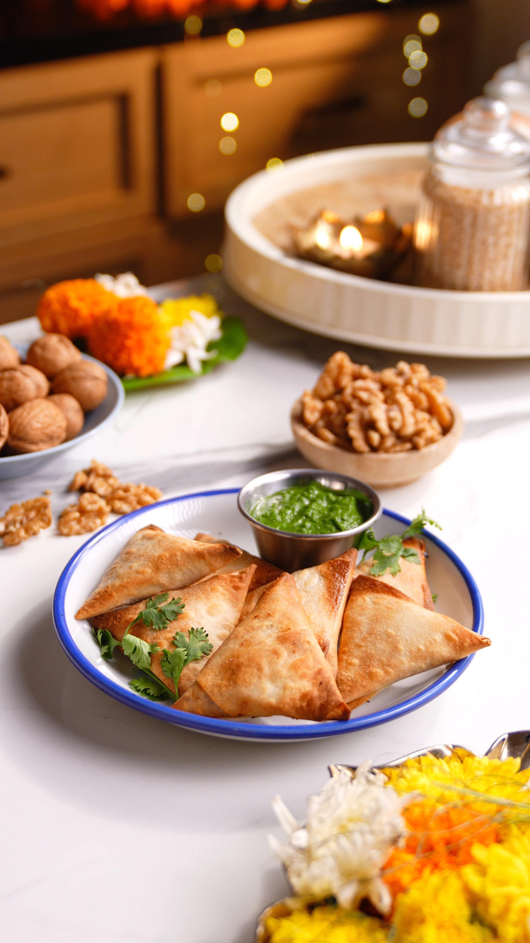 Instagram post by @chef_nehalkarkera for California Walnuts. Caption reads: Diwali is basically like exams,we know the guests....