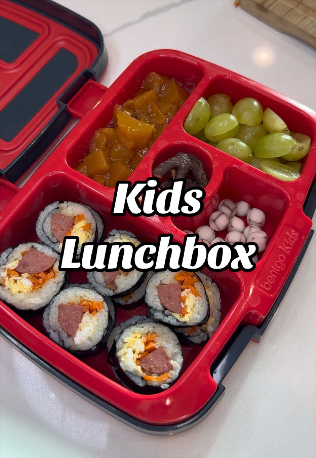 TikTok post by @josephineehuang for Bentgo. Caption reads: [...] #lunchboxideasforkids #schoollunchbox@Bentgo....