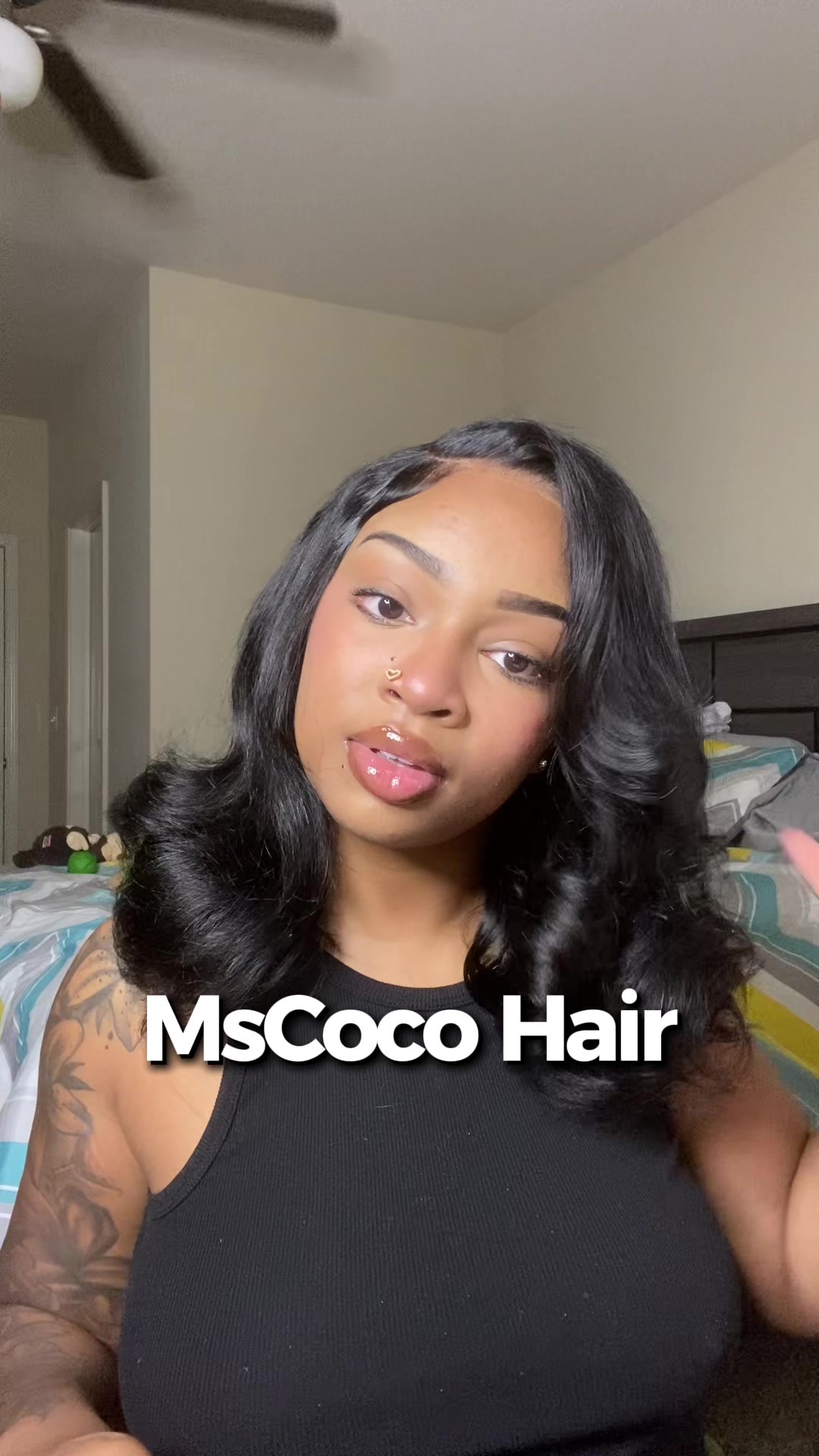 TikTok post by @therealkaydanielle for Mscoco Hair. Caption reads: hair from @Mscoco Hair @Mscoco Hair Beauty....