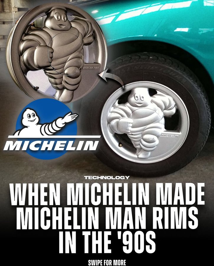 Instagram post by @technology for Michelin. Caption reads: Swipe ⬅️ In the 1990s Michelin had Kronprinz AG in....