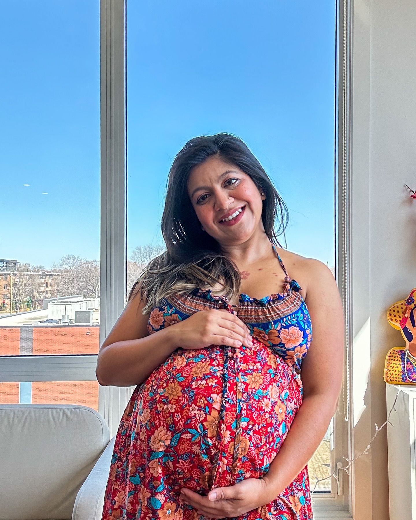 Instagram post by @rashmili.banerjee for PinkBlush Maternity. Caption reads: 9 months of carrying you,
9 months of growing you....