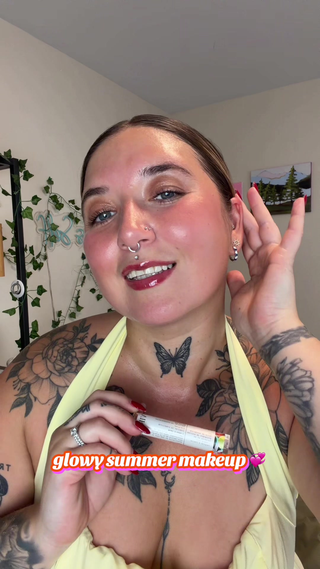TikTok post by @inked.russian for DIBS Beauty. Caption reads: [...] @Grande Cosmetics bronzer & blush....