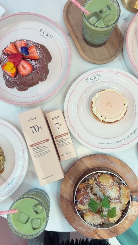 Instagram post by @birmingham__foodreview for EL&N London. Caption reads: FREE @anua_uk Korean Skincare at @elan_cafe 👀....