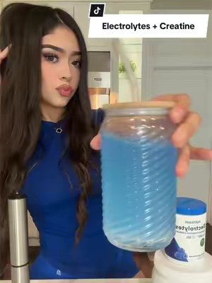 TikTok post by @natt.flowerss for Nutricost. Caption reads: Love this electrolyte flavor💙@Nutricost #creatine....