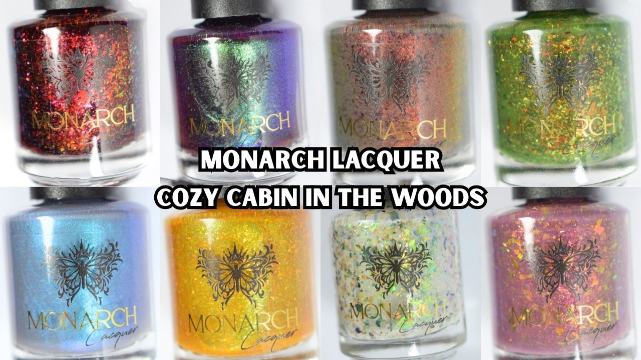 YouTube post by @ThePolishedMage for Pixabay. Caption reads: Monarch Lacquer: Cozy Cabin in the Woods.