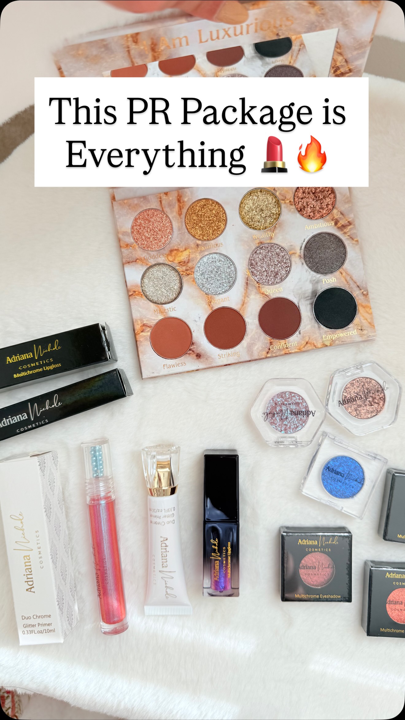 Instagram post by @makeup.posts24 for Adriana Nichole Cosmetics. Caption reads: ✨ Huge thank you to @adriananicholecosmetics for....