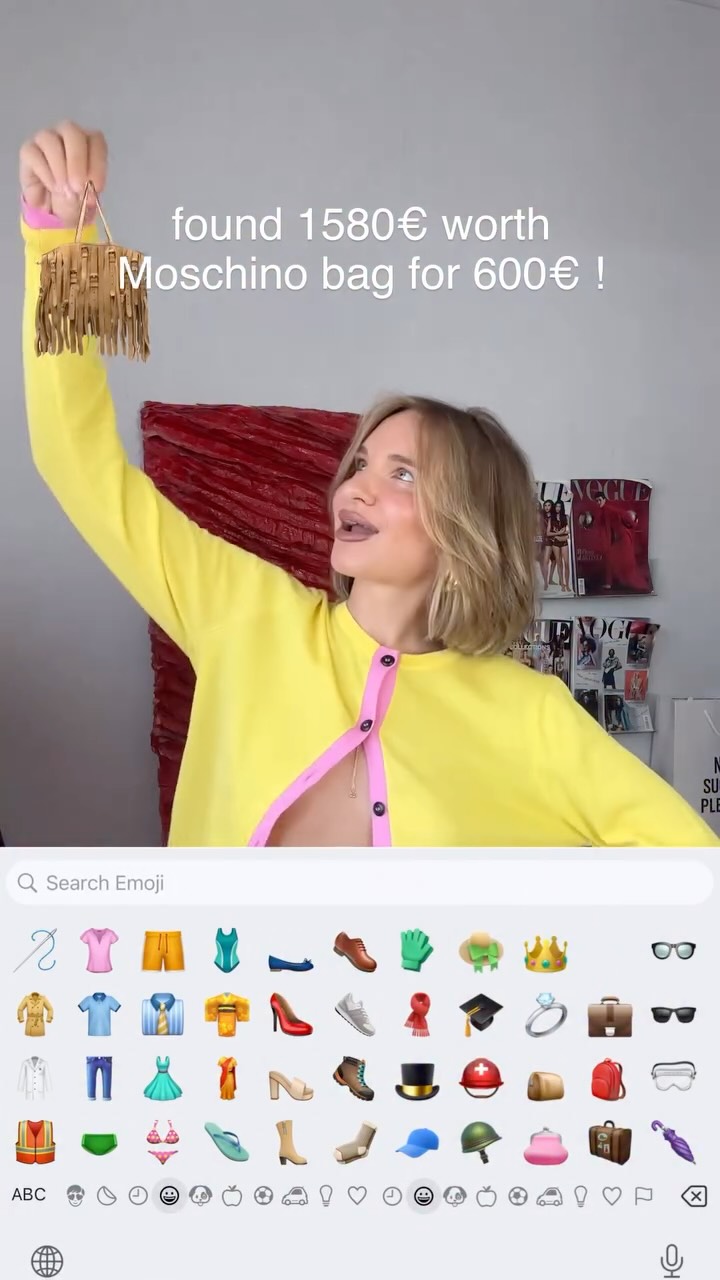 Instagram post by @vi_bogodist for Moschino. Caption reads: The best find!

#videoedit #moschino #moschinoss26....