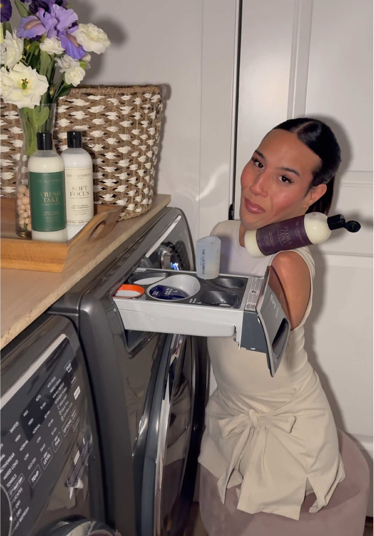 TikTok post by @no_limbs_ for The Laundress. Caption reads: [...] Luna. A luxury laundry detergent by @The....