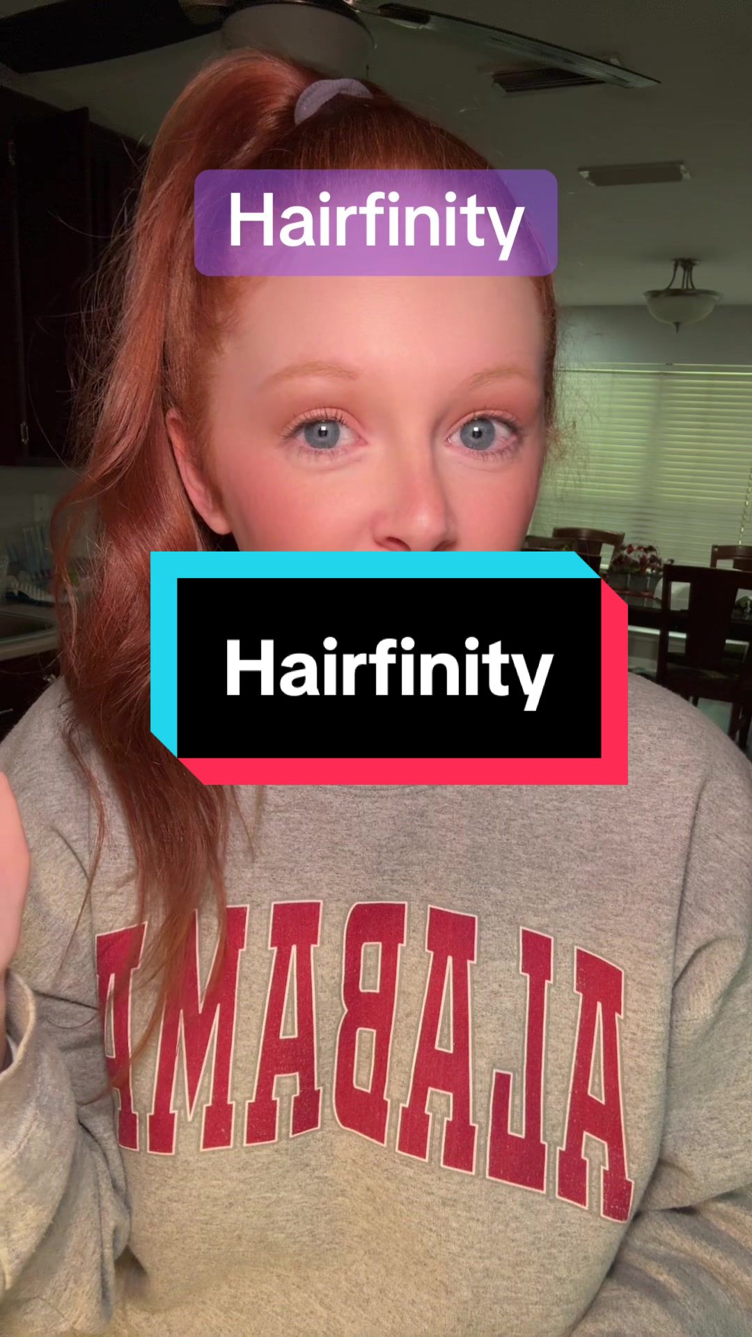 TikTok post by @kenziewebber for Hairfinity. Caption reads: Shes awkward but shes cute 😅@Hairfinity....