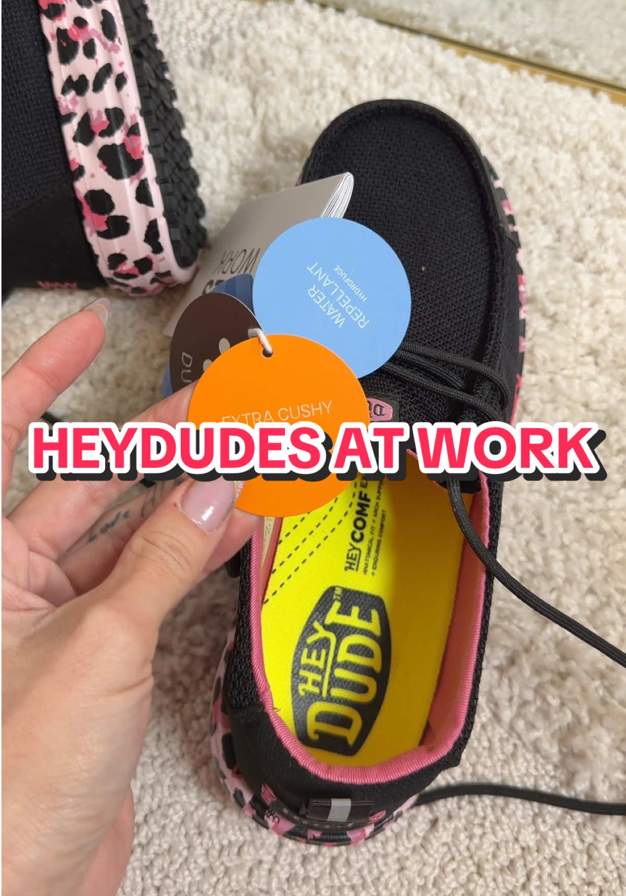 TikTok post by @kenlye.altum for HEYDUDE. Caption reads: Heydude’s at Work— Their version of a [...].