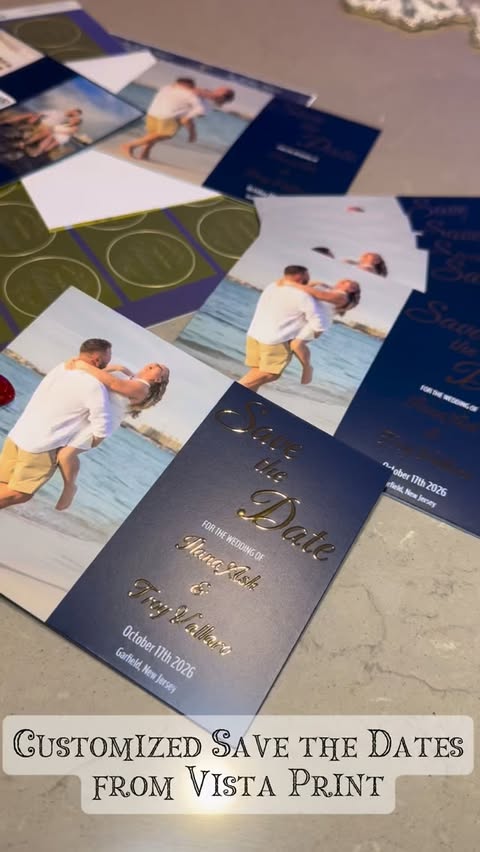 Instagram post by @foodiefun_adventures for VistaPrint. Caption reads: [...] all of my wedding stationary! 😍💍....