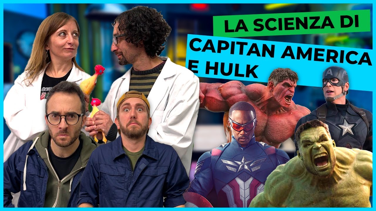 YouTube post by @Slimdogs for Fiscozen. Caption reads: THE SCIENCE OF HULK AND CAPTAIN AMERICA ⎮ Slim....