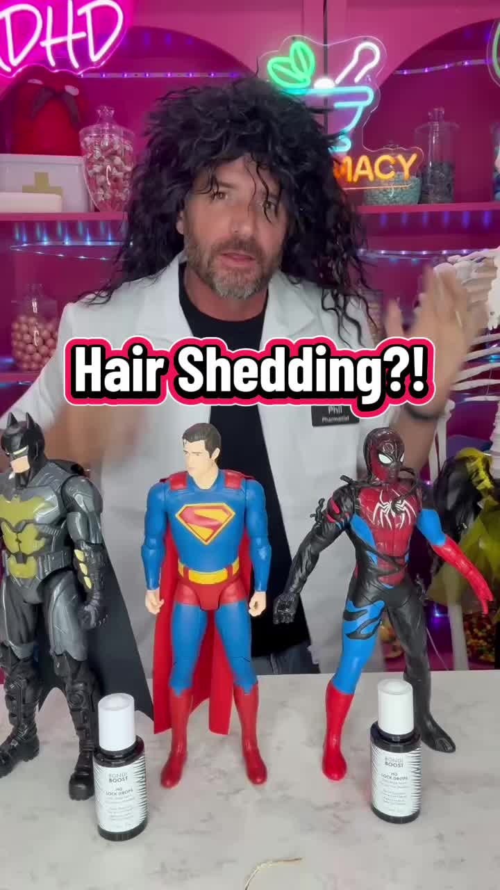 TikTok post by @philsmypharmacist for BondiBoost. Caption reads: Hair shedding?! Might be time to give....
