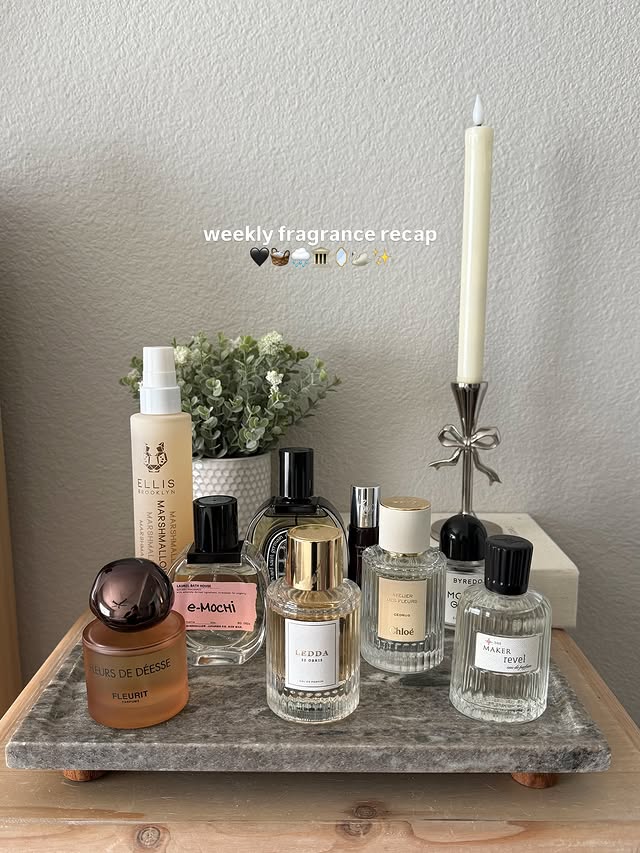 Instagram post by @coffee.and.concealers for Diptyque. Caption reads: [...] @laurelbathhouse e-mochi @chloe cedrus....